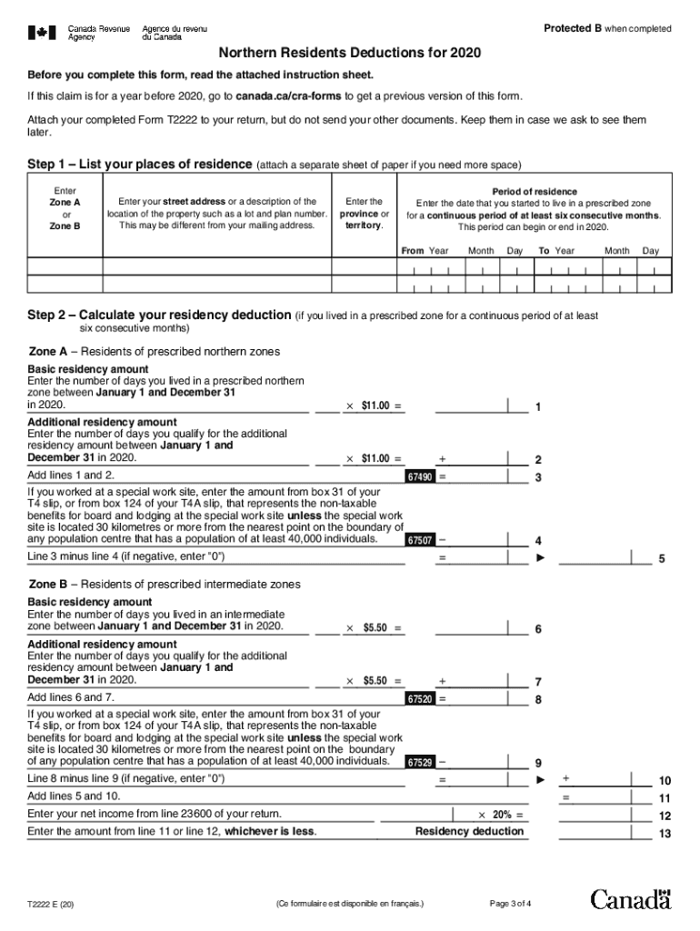  T2222 Form 2020-2024