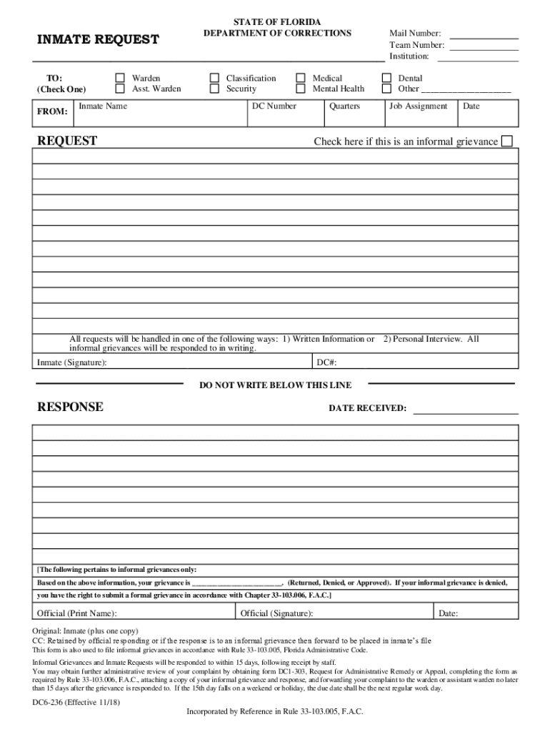 Florida Inmate Form