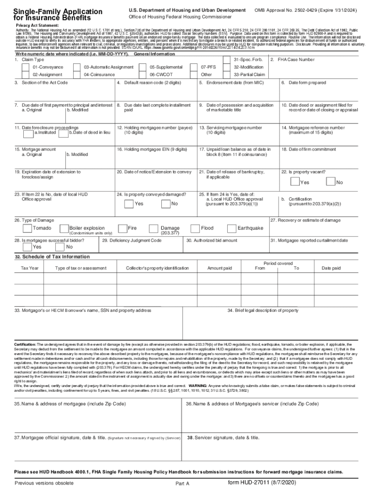  Single Family Application U S Department of Housing and 2020-2024