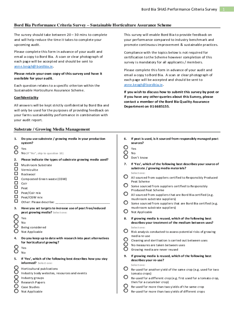 Bord Bia SHAS Performance Criteria Survey 1Bord Bia Quality Assurance Scheme Quality Irish Food FAQs Bord Bia Quality Assurance 