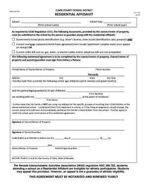 Residential Affidavit  Form