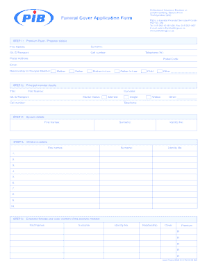 Pib Funeral Cover  Form