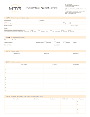 Pib Funeral Cover  Form