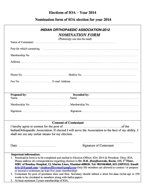 Nomination Form for Association Election