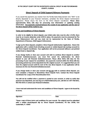Direct Deposit Authorization Broward County Clerk of Court  Form