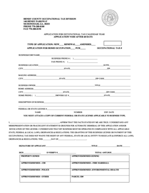 Home Occupational Application Henry BCountyb Co Henry Ga  Form