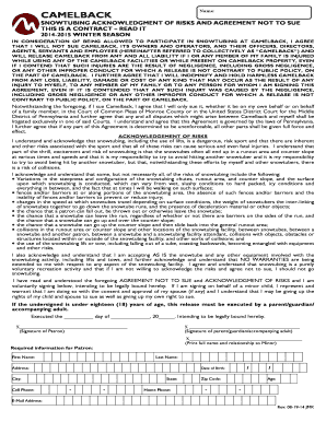 Camelback Snow Tubing Waiver  Form