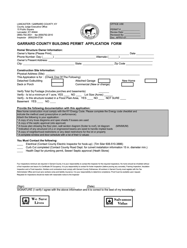 Building Permit Application Garrard  Form