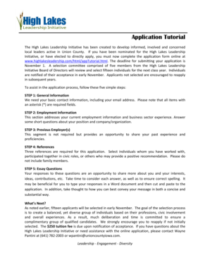 Application Tutorial High Lakes Leadership Initiative  Form