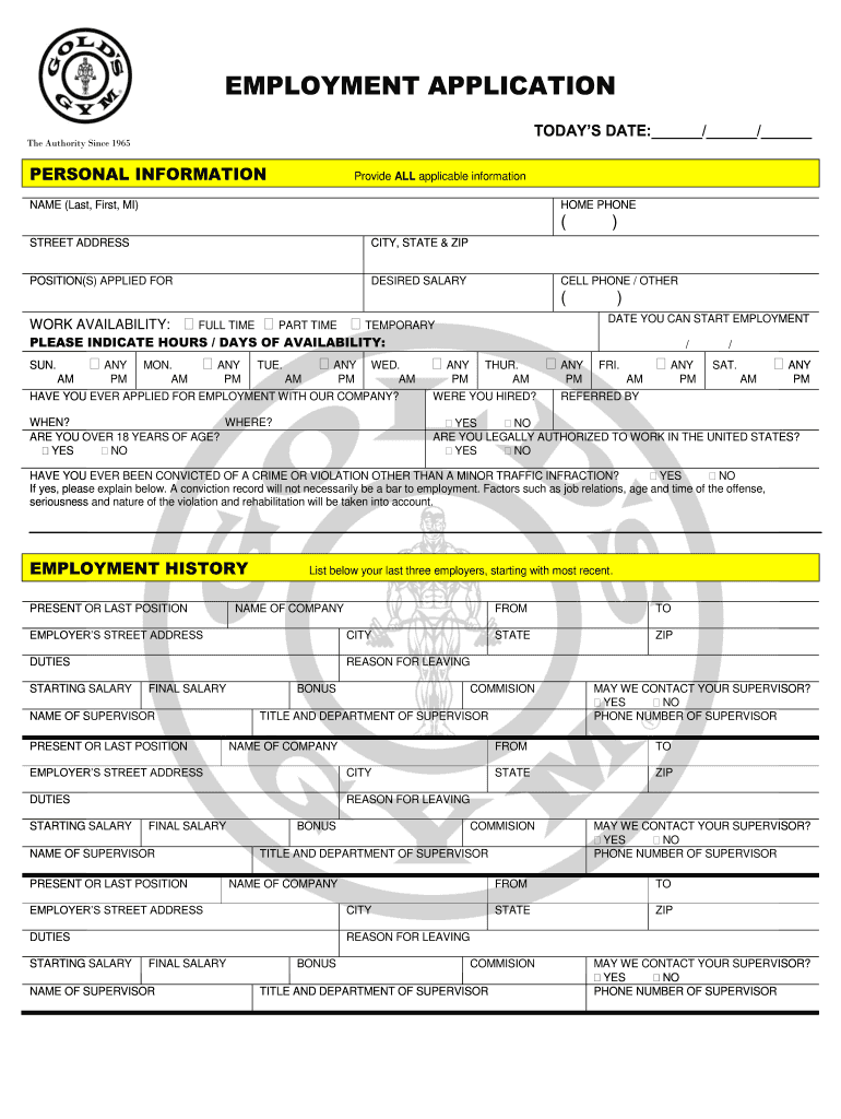 Gym Admission Form