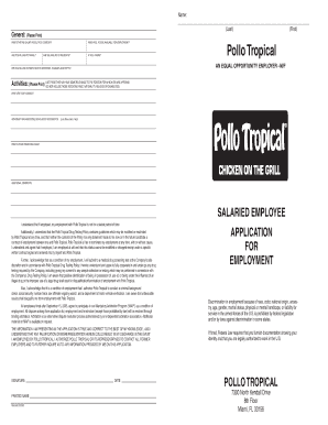 Application PDF Pollo Tropical  Form