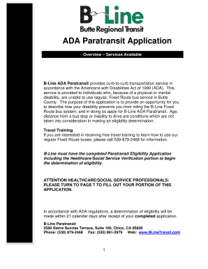 B Line Paratransit  Form