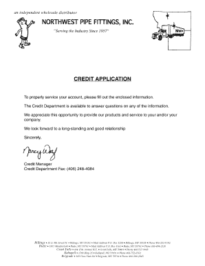 CREDIT APPLICATION Northwest Pipe Fittings Northwestpipe  Form