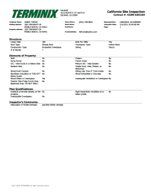 Terminix Receipt  Form