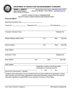 Kern County Agriculture Labor Description  Form