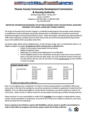 Plumas County Section 8  Form