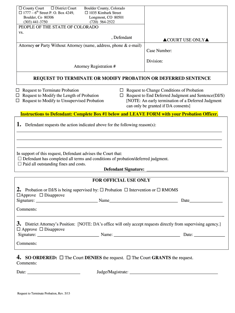  Request to TerminateModify Probation Form  Courts State Co 2013-2024