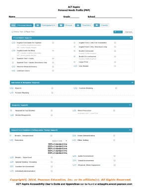 ACT Aspire PNP Form PDF Kusd