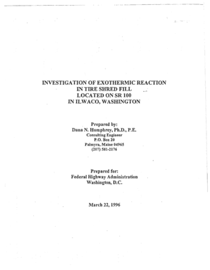 Investigation of Exothermic Reaction in Tire Shred Fill Located on SR 100 in Ilwaco Washington Federal Performance Asphaltrubber