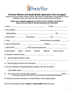 Buddy Application Form