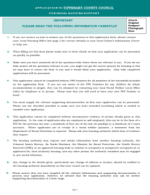 Social Housing Application Form Tipperary