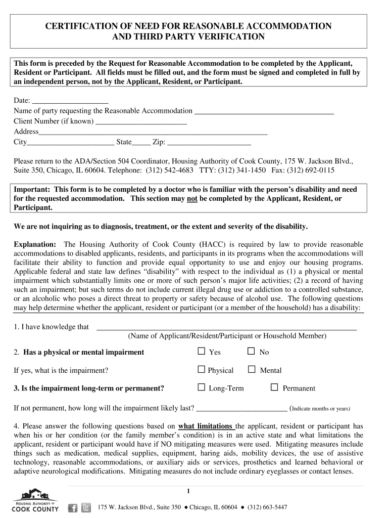 Reasonable Accommodations Form PDF