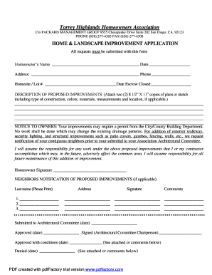 Torrey Highlands Homeowners Association  Form