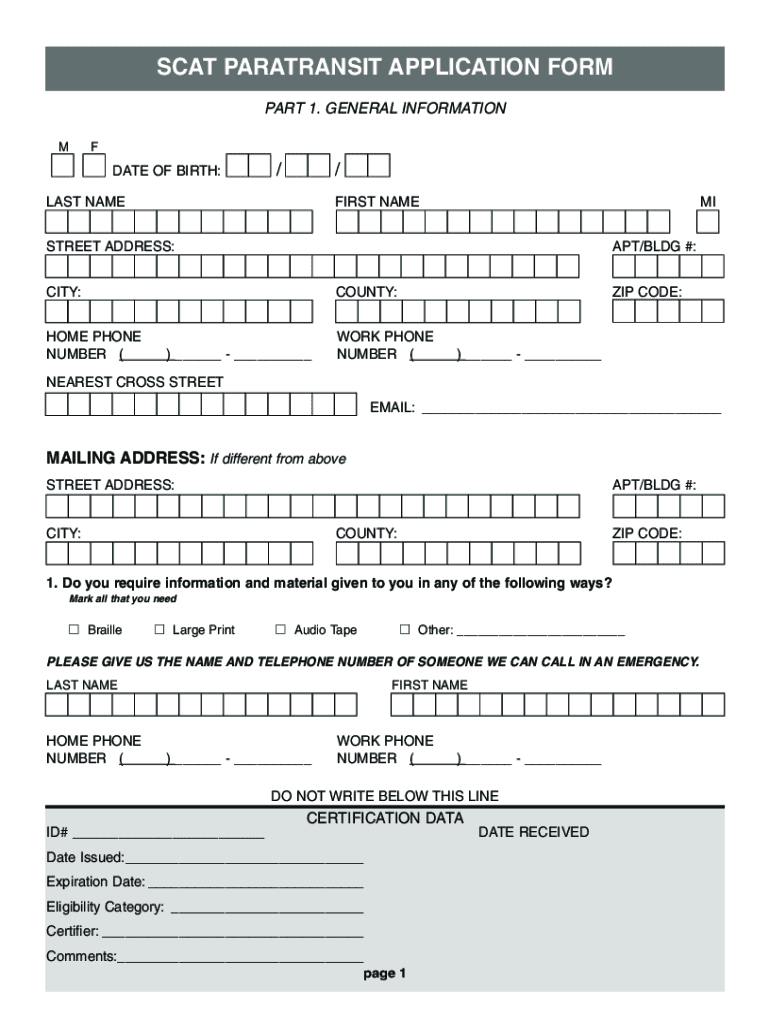 Scat Application  Form