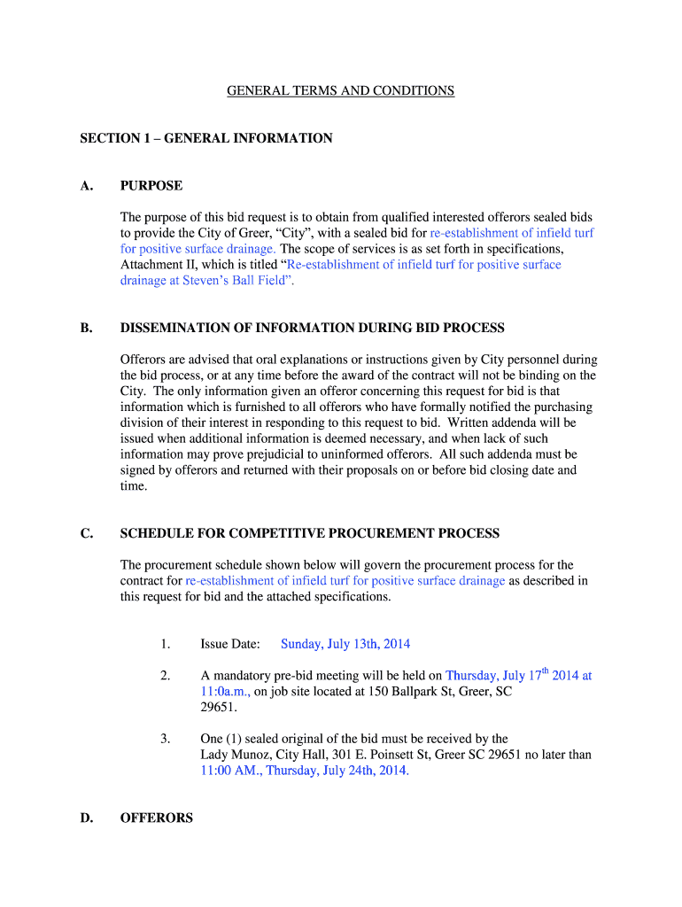 SECTION 1 GENERAL INFORMATION a PURPOSE  Greer  Cityofgreer