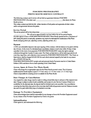 Printable Photo Booth Contract  Form