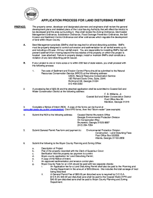 Land Disturbing Activity Permit Bryan County Bryancountyga  Form