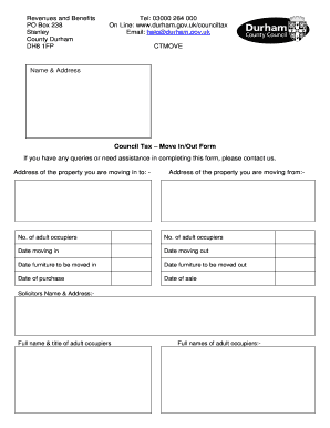 Durham Council Tax Number  Form