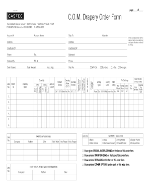 C O M Drapery Order Form Castec