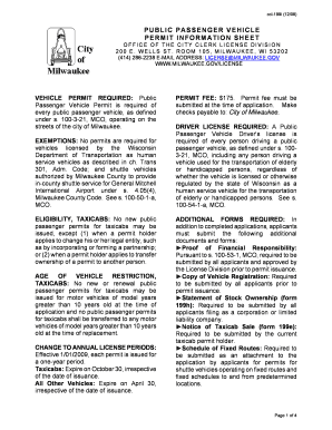 Fillable Online City of Milwaukee Public Passenger Vehicle Permit Wisconsin  Form