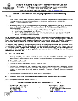 Windsor Housing Application  Form