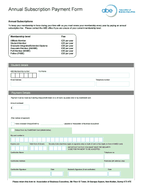 Abe Membership Renewal  Form