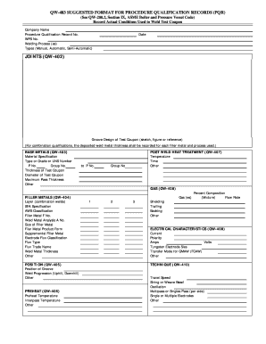 Qw 483 Suggested Format for Procedure Qualification Records Pqr