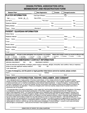 OFA Player Registration Form Ohanafutbol Com