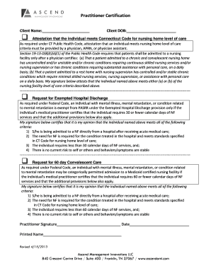 Practitioner Certification Ascend Management Innovations  Form