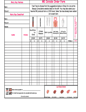 Mary Kay Outside Order Form