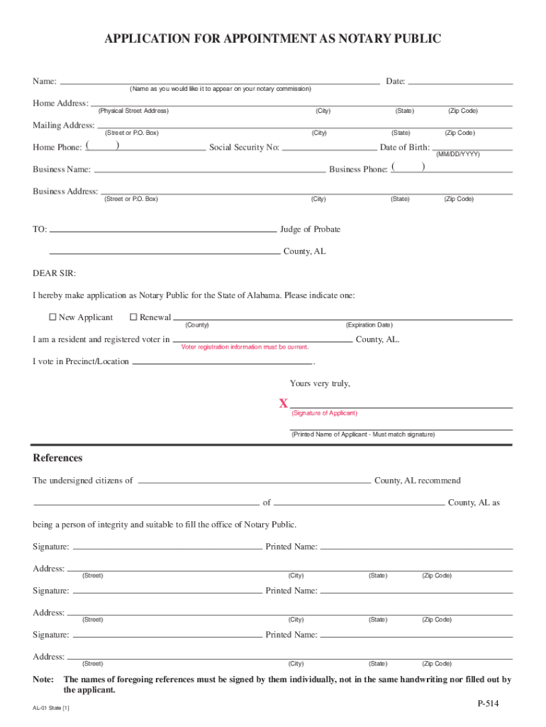  St Clair County NEW Notary Application & Order Form Alabama 2014