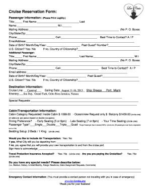 Cruise Booking Form