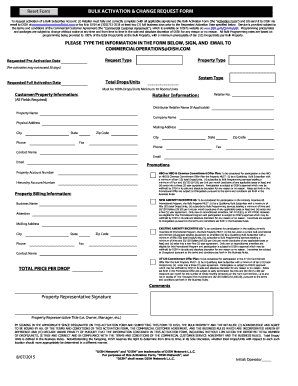 BULK ACTIVATION &amp; CHANGE REQUEST FORM DISH Business