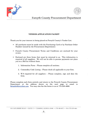 Vendor Application Forsyth County Government  Form