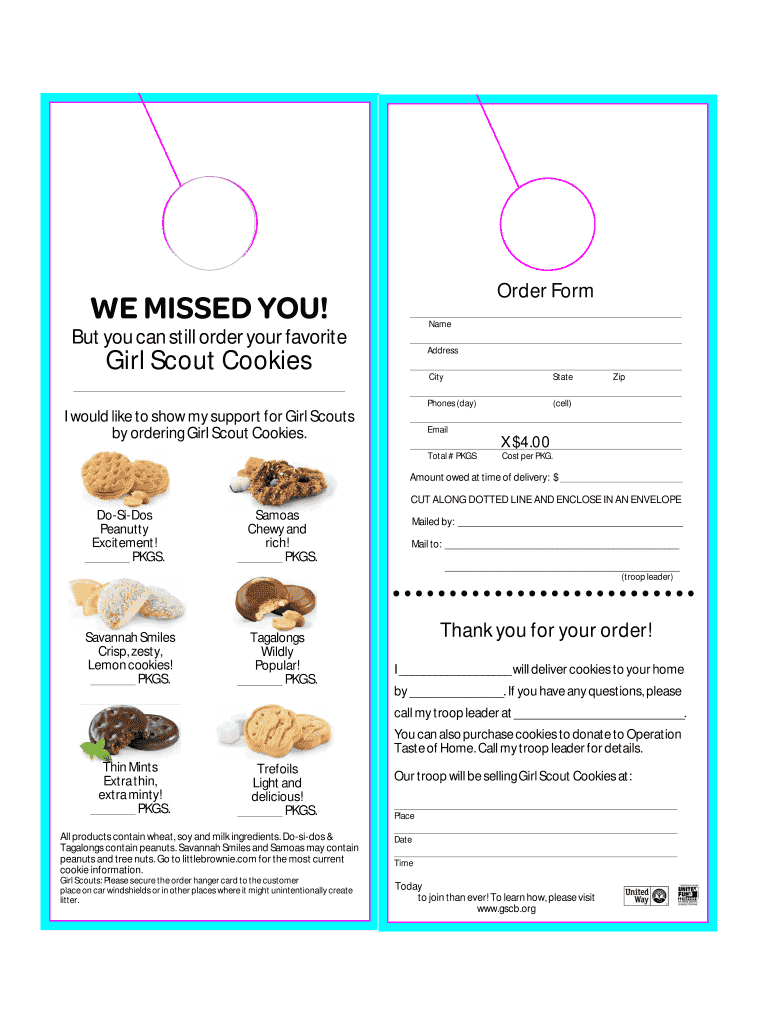 Door Hanger Order Form Gscb