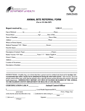 ANIMAL BITE REFERRAL FORM Madison County Healthymadisoncounty