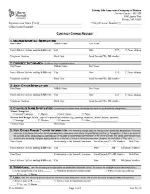 Contract Change Request Liberty Mutual  Form