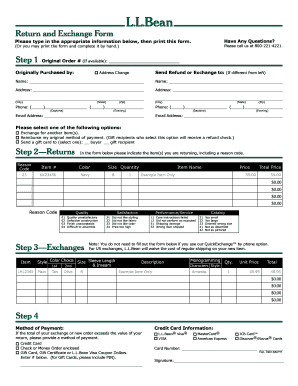 Ll Bean Return Form PDF