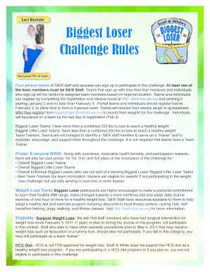 Biggest Loser Rules Printable  Form