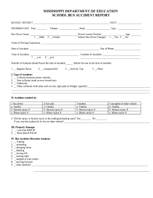 School Bus Accident Report Form